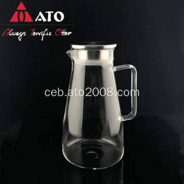 Ato clear nga borosilicate Glass Pitcher nga adunay stainless steel